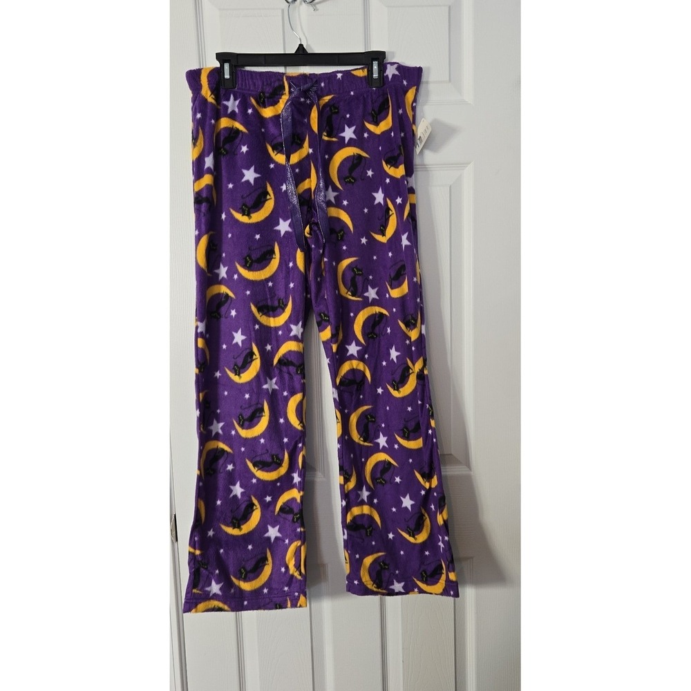 Halloween Womans Sleep Pants Size Medium Purple with black cats. New with tags